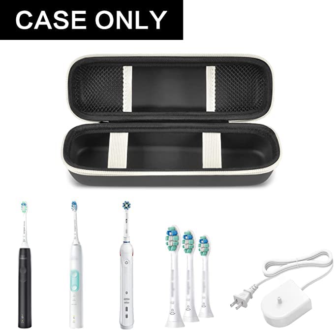 GWCASE Electric Toothbrush Travel Case for Oral-B, for Philips Sonicare - color: Black with white zipper