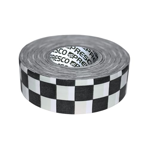 NO Adhesive, Presco Checkerboard Patterned Roll Flagging Tape, 1-3/16 in. x 300 ft. (Green and Black Checkerboard)