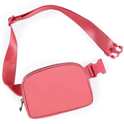 ODODOS Unisex Mini Belt Bag with Adjustable Strap Small Fanny Pack for Workout Running Traveling Hiking, Raspberry - color: Raspberry