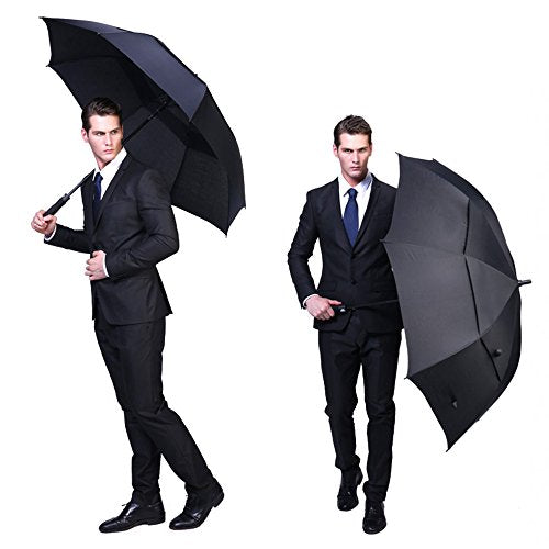 G4Free 47/54/62/68/72 Inch Golf Umbrella Windproof Auto Open Large Umbrella | Oversized Stick Umbrella, Extra Large, Vented Double Canopy, Waterproof 210T Pongee Fabric, Fiberglass Frame, EVA Foam Handle - color: Black, size: 47 inch