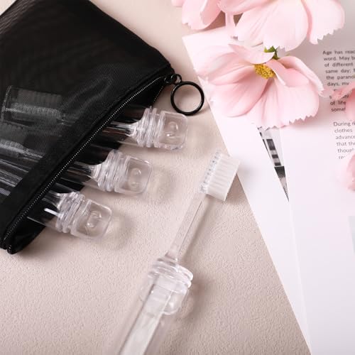 Patelai 4 Pcs Travel Toothbrush Mini Foldable with Case,Clear - color: Clear