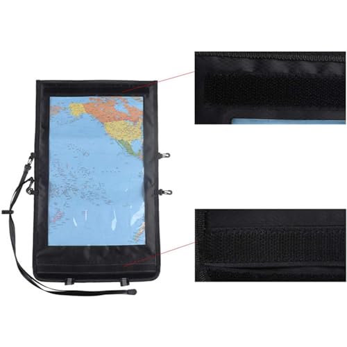 Waterproof Map Case, Hiking Map Pouch Holder Transparent Window Map Storage Bag with Zipper and Lanyard Deisgn for Outdoor Hiking Camping