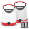Eveready LED Camping Lantern X-250 (2-Pack), Super Bright Tent Lights, Rugged Water Resistant LED Lanterns, 100 Hour Run-time (Batteries Included), Red and Black - color: Red and Black, size: 2-Pack
