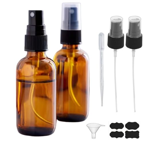 2oz Amber Glass Spray Bottles for Essential Oils, Hair, Skincare, Cleaning & Travel,2-Pack Small Empty Spray Bottle - style: 2 Set