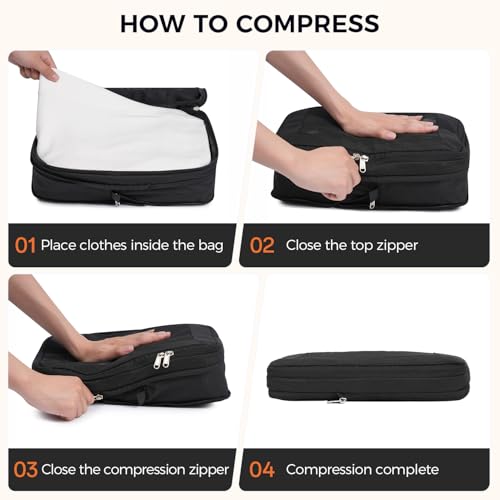 BAGAIL Compression Packing Cubes for Travel Essentials, 8 Set-Black - color: Black, size: 8 Set