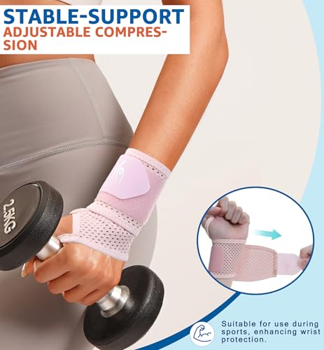 HiRui 2-Pack Ultra-Thin Mesh Wrist Wraps - Breathable, Adjustable Wrist Support for Workouts & Daily Use - Unisex Wrist Brace for Pain Relief, Tendonitis, Carpal Tunnel - One Size Fits All (Pink) - color: Pink