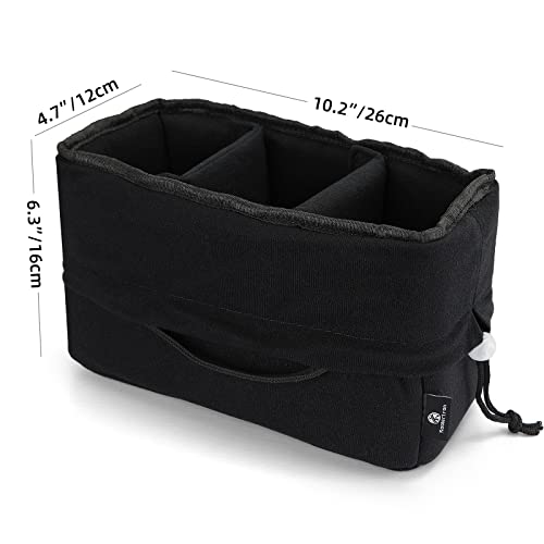Koolertron Shockproof Camera Photo Bag for SLR TLR Camera Insert Partition Padded Case,Can be Put Directly Into the SLR Camera Bag With Freely Adjustable Compartment - color: Black with Straps