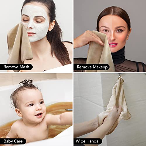 SINLAND Microfiber Facial Cloths Fast Drying Washcloth 12inch x 12inch (10pack, Cream) - color: Cream, size: 1 Count (Pack of 10)