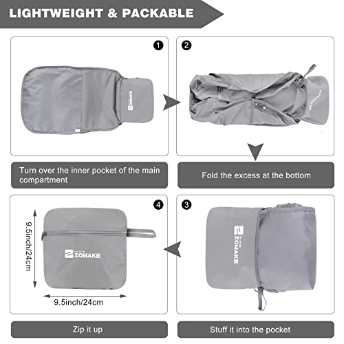 ZOMAKE Lightweight Packable Backpack 35L, Foldable Backpacks Water Resistant Collapsible Light Daypack for Hiking(Silver Grey) | Light Hiking Backpacks Water Resistant Collapsible Day Pack for Travel, Everyday Carry, Multi-Pocket Layout, Heavy Duty Nylon