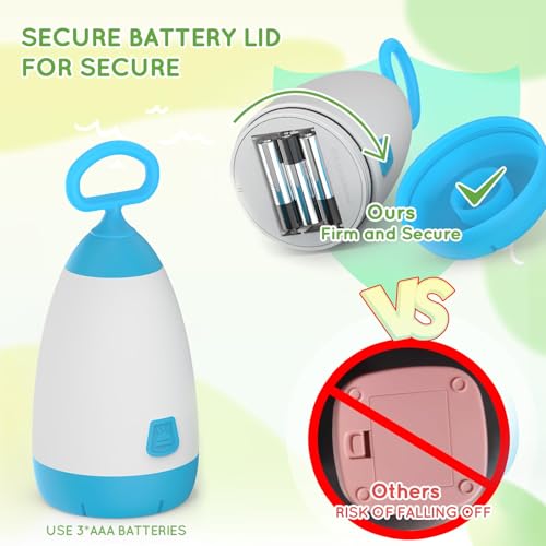 Kids Camping Lantern & Night Light Battery Powered (AAA Included), 360° Eye-Safe Light, IPX4 Waterproof with RGB Modes Portable for Outdoor, Emergency & Bedtime, Gift for Children (Blue) - color: Blue