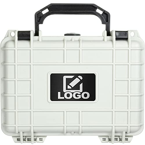 Eylar Protective Gear and Camera Hard Case with Custom Logo Engraved Plate TSA Approved 8.12 inch 6.56 inch 3.56 inch, Customizable Pluck Foam, Lockable for Cameras, Lenses, Drones, Gear (White) - color: White