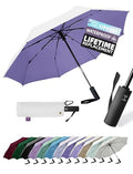 Windproof Travel Umbrella for Rain - 43" Compact Folding Umbrella, Reinforced Strong Frame, Lightweight Portable Parasol with UPF 100+ UV Sun Protection, Cruise Ship Essentials - color: 1-White