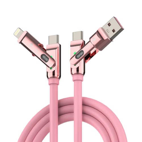 MFish USB C to USB C Cable, 240W 4 in 1 Charging Cable, Pink, 6.6FT | Carrying Case, USB-A & USB-C to USB-C/Lightning, For iPhone 17/16/15/14, MacBook, iPad, Laptop, Samsung S25/S24 - color: Pink, size: 6.6FT(Upgraded)