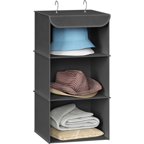 Simple Houseware 3 Shelf Hanging Closet Organizer, Dark Gray - color: Dark Grey