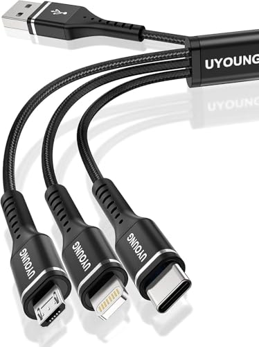 Multi Charging Cord, 3 in 1 Charger Short Phone Charger Cable 1FT, 2Pack - color: Black, size: 1FT, style: USB A to Multiple Connectors