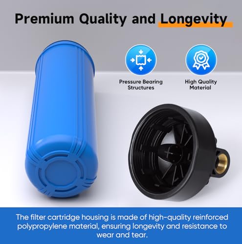 PUREPLUS 20-Inch 3-Stage Whole House Water Filter, Home Filtration System | Pleated Pre-Filter, Activated Carbon & Iron-Manganese Reducing | Built-in Pressure Gauges, with Steel Stand Frame - style: 3 Stages for Well Water