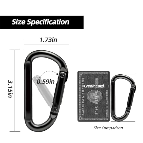 EZYA Heavy Duty Carabiner Clips, 860lbs - 3" Iron Carabiners for Keys, Gym, Camping, Hiking Accessories - D-Ring Keychain Hooks for Hammocks, Backpacks, Outdoor Gear - style: 3pcs