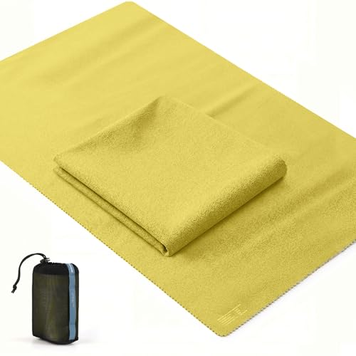 Microfiber Travel Towel, Soft Lightweight Quick Dry Towel, Super Absorbent Compact Travel & Sports & Beach Towels for Camping, Backpack, Gym, Swimming, Yoga, Hiking (Yellow, XX Large) - color: Yellow, size: XX Large