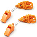 2 Packs Plastic Orange Whistle, Referee Whistles with Lanyard Super Loud Emergency Whistle for Boating, Swimming, Kayaking, Hiking, Camping
