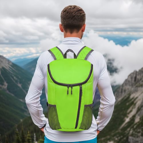Hiking Backpack 20L Foldable Daypack for Men Women Nylon Green | Packable Backpack for Men Women, Small Foldable Day Pack Waterproof for Travel Camping Mountaineering - color: Green