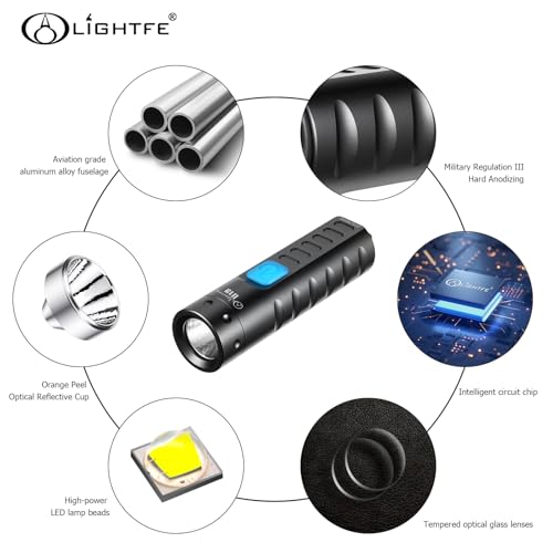 U19 Super Bright Mini Keychain Flashlight | 150 Lumens | USB-C Fast Charging | Aviation Aluminum | Waterproof and Drop-Resistant | Must-Have for Emergency EDC - color: Black, style: U19