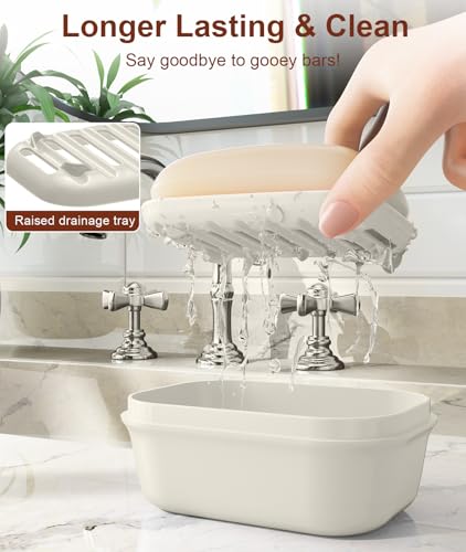 Quatish Soap Holder, Travel Soap Container with Lid, Portable Bar Soap Case, Leakproof Soap Box with Perforations, Soap Dishes for Traveling, Camping, Gym, 3 Pack(Grey,GreyGreen,Greyblue) - color: Grey,greygreen,greyblue
