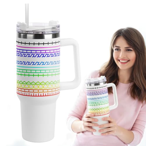 40oz Stainless Steel Large Insulated Tumblers With Handles Lids And Straws - color: White