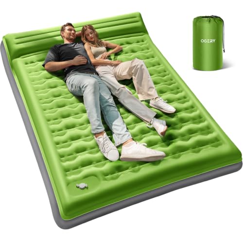 OGERY Double Sleeping Pad for Camping, 6" Extra-Thick Reinforced - color: Green, size: Full