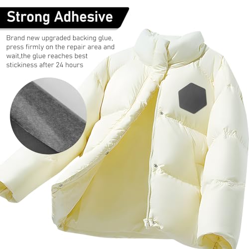 8Pcs Down Jacket Repair Patches, Easy to Use, Pre-Cut, Self-Adhesive, Waterproof, Tear-Resistant Nylon Fabric Patch for Jacket and Garment Patch (Dark Gray)