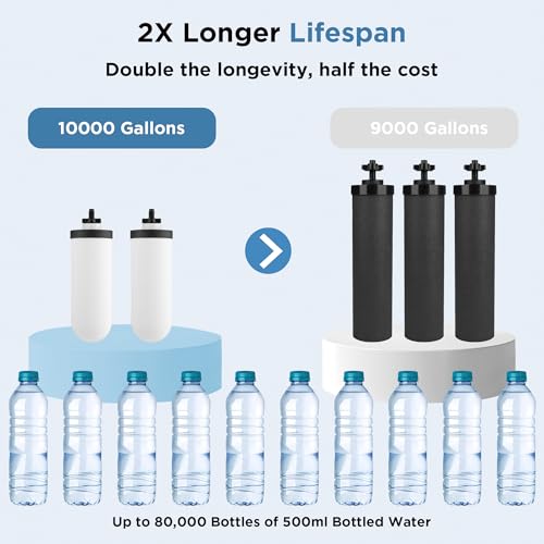 2-Stage Filtration Ceramic Purification Elements Washable and Reusable 8.5-Inch Composite Ceramic Filters Replacement For Gravity Water Filtration System 2 Pack - style: Composite Ceramic Filter