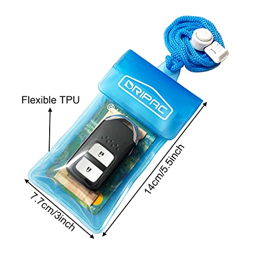 DRIPAC Waterproof Car Key FOB Case Bag Dry Holder Pouch For ID Badge Cash - color: Blue