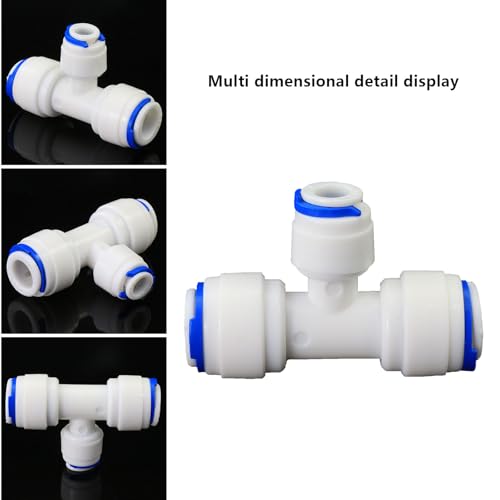 3/8" to 1/4" to 3/8" Push-Fit Tee, 5 Pcs | Plastic push-to-connect fitting for RO water filtration, pre-purifier, refrigerator & coffee maker. - style: 3/8" to 1/4" to 3/8" Push-to-Connect Tee Reducer