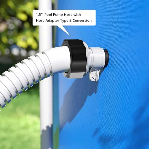 1.5" Pool Pump Hoses with Adapter Type B Connector Kit for Intex ＆ Coleman Above Ground Pools -1 1/2 Pool Hose Compatible with 1500-2500 GPH Sand Filter Pumps & Saltwater Systems (1, White) - color: White