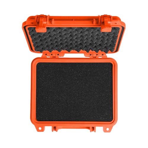 Pelican 1200 Case With Foam (Orange) | Watertight copolymer shell with foam insert and purge valve for impact, vibration and shock - color: Orange