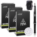 Waterproof Notebook set of 5，3 x 5 Stone Paper Pocket Notepads，Portable All Weather Notebooks for Indoor & Field Police Notepad w/3pcs Small Spiral Note book, Pen & Storage Bag (5pcs, Black) - size: 5Pack
