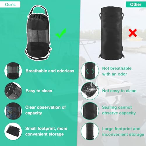2 Pack Boat Trash Bag, Mesh Trash Bag for Boat with Top Closure | Boating Accessories Hanging Boat Garbage Can for Fishing Kayak Camping(Black)