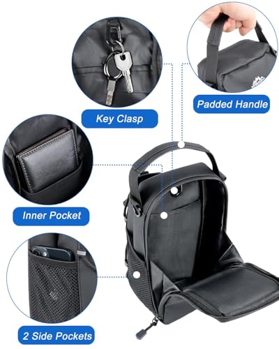 Magnetic Gym Bag for Men - Water Bottle Carrier Holder Bag | Shoulder Strap, 4 Built-in Magnets Gym Gifts for Men - color: Black