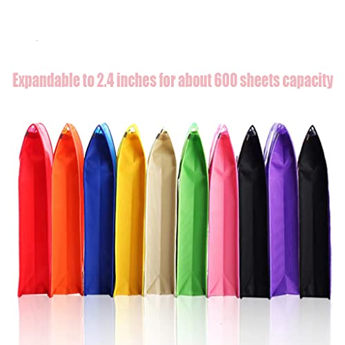 A4 Expandable Plastic File Pouch, Snap Closure, 10-Pack, Assorted Colors - style: Vertical,10 Pack