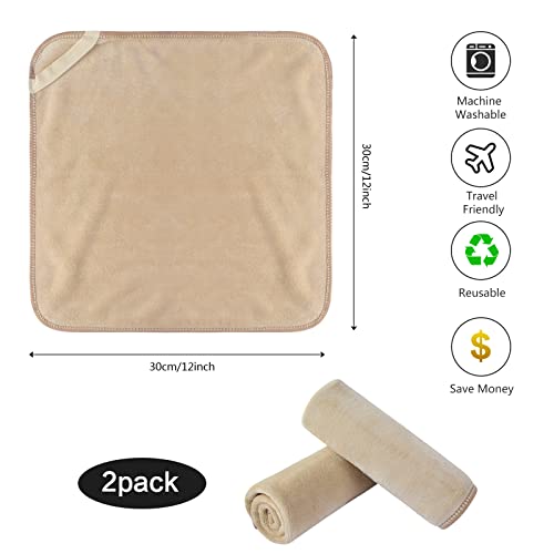 SINLAND Microfiber Facial Cloths Fast Drying Washcloth 12inch x 12inch (2pack, Cream) - color: Cream, size: 1 Count (Pack of 2)