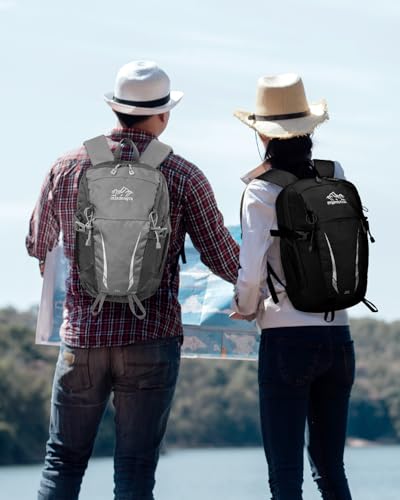 15L Small Padded Hiking Backpack with Chest Strap for Men Women, Lightweight Waterproof Daypack for Travel, Gray - color: Gray
