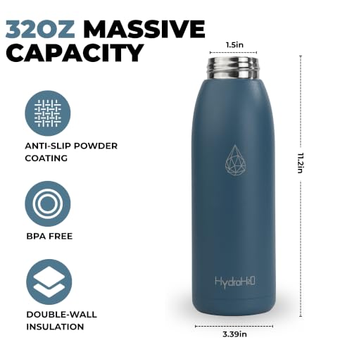 32oz Insulated Stainless Steel Water Bottle with Handle, Double Wall BPA-Free Metal Water Bottle, Leakproof, Keeps Cold 24H & Hot 12H, Ideal for Gym, Office, Hiking, Blue - color: Blue