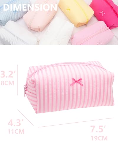 PAZIMIIK Cozy Makeup Bag for Women,Zipper Cosmetic Pouch,Stripe Cute Pink - color: Stripe Cute Pink