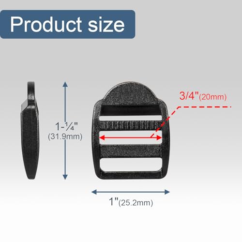 CooBigo 12 Pack Plastic Ladder Lock Buckles, 3/4" Ladder Slider Buckle for Backpack Strap Nylon Webbing Clip Replacement, Outdoor Camping Gear Sleeping Bag Tent Tie Down Strap Accessories (Black) - color: For Webbing Size: 3/4"(20mm) 12pack