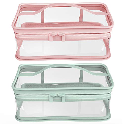 BallHull Makeup Bag Zipper Waterproof Portable Travel Storage Pouch 2 Pcs - color: Pink and Green