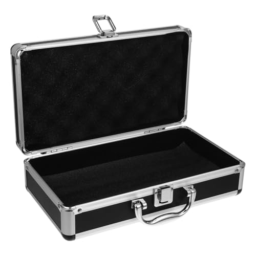 ERINGOGO Aluminum Attache Case - 12inch Lock Metal Briefcase with Ripple Foam, Hard Aluminum Carrying Case for Men, Universal Portable Tool Case for Laptop/Luggage/Instrument Black