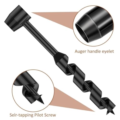 25mm Hand Auger Wood Drill - Bushcraft Manual Survival Self-Tapping Drill Bit for Camping, Outdoor Hiking & Woodworking (260mm Total Length)