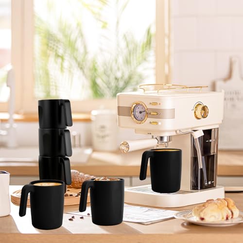 Homienly Unbreakable Coffee Mug Set - 6 Wheat Straw Reusable Cups | Dishwasher Safe Drinking Glasses | Alternative to Plastic Mugs & Glass Cups 16 oz for Camping, Kitchen (Black) - color: Black-Handle, size: 16 Ounces