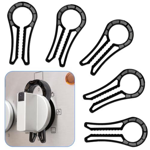 Gas Stove Knob Locks, Gap-fit Pin for Stove Knobs, for Knob Gap At Least 0.27", Oven Lock Child Safety, Baby Proofing Stove Knob Safety Covers Black Color, Pack of 5, with 1 Extra Piece for Back up