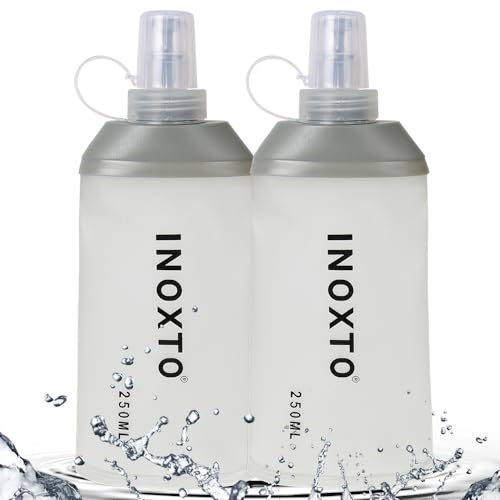 INOXTO Soft Flask,Collapsible Soft Water Bottles for Hydration Vests and Running Packs, Soft Flask Running Bottles for Hiking Cycling(250/500 ml) (2 PCS SMALL) - size: 2 PCS SMALL