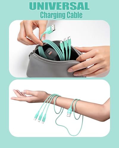 3 in 1 Multi Charging Cable for Multiple Devices Fast Charge cord 2Pack 4FT | Car Travel Essentials,MFI Certified Universal Phone Charger with Type C/Micro USB/IP for iPhone17-5 iPad Android Green - color: Green-4ft
